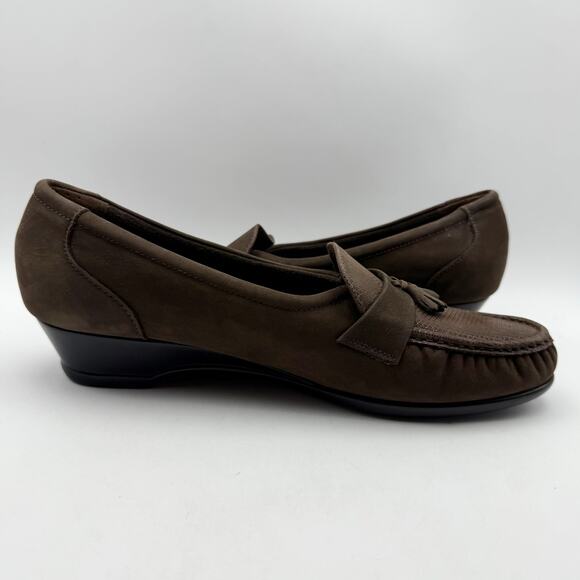 SAS Womens Taylor Wedge Loafer US 12 M EU 42.5 Brown Leather NIB - Picture 5 of 14